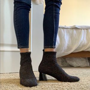 Multicolor glitter ankle boots